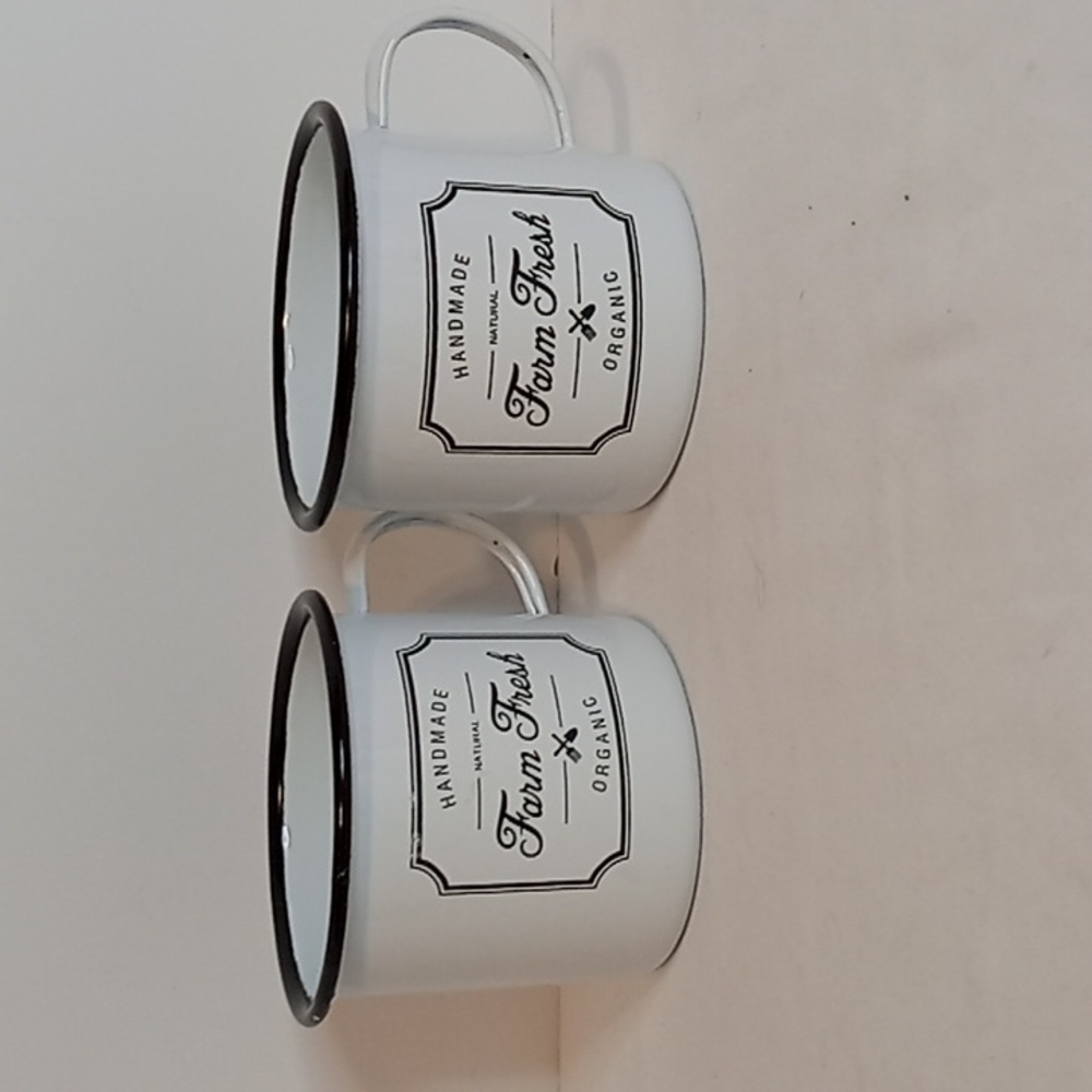 PAIR Farm Fresh Metal Run Coffee Mugs Cups